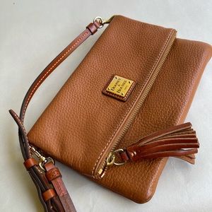 Dooney & Bourke tan pebbled leather cross body bag